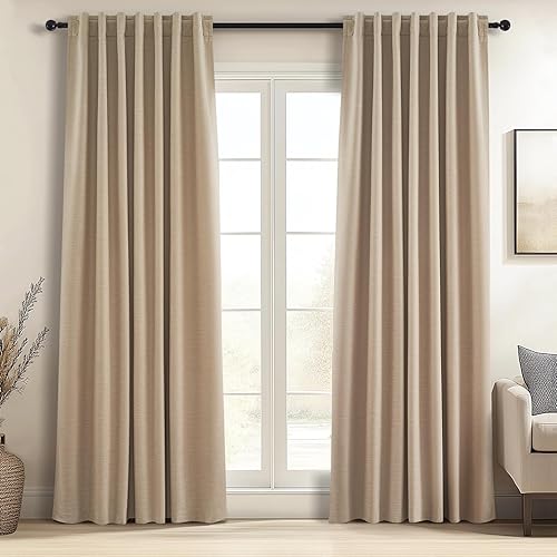 Vista 33 de Topfinel Cortinas Opacas y Cortinajes Marfil Crema de 84 Pulgadas de Largo, Beige con Pliegues Pinzados Completamente Opacas de Lino Natural
