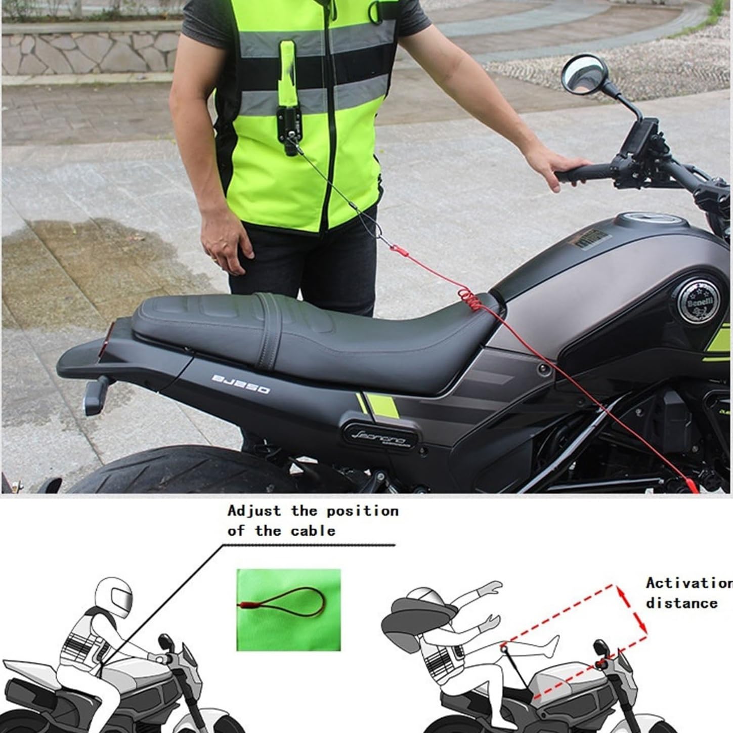Chaleco Airbag for Motocicleta Con Cremallera Chaqueta De Equitación Reutilizable, Activa El Airbag En 0,1 S.