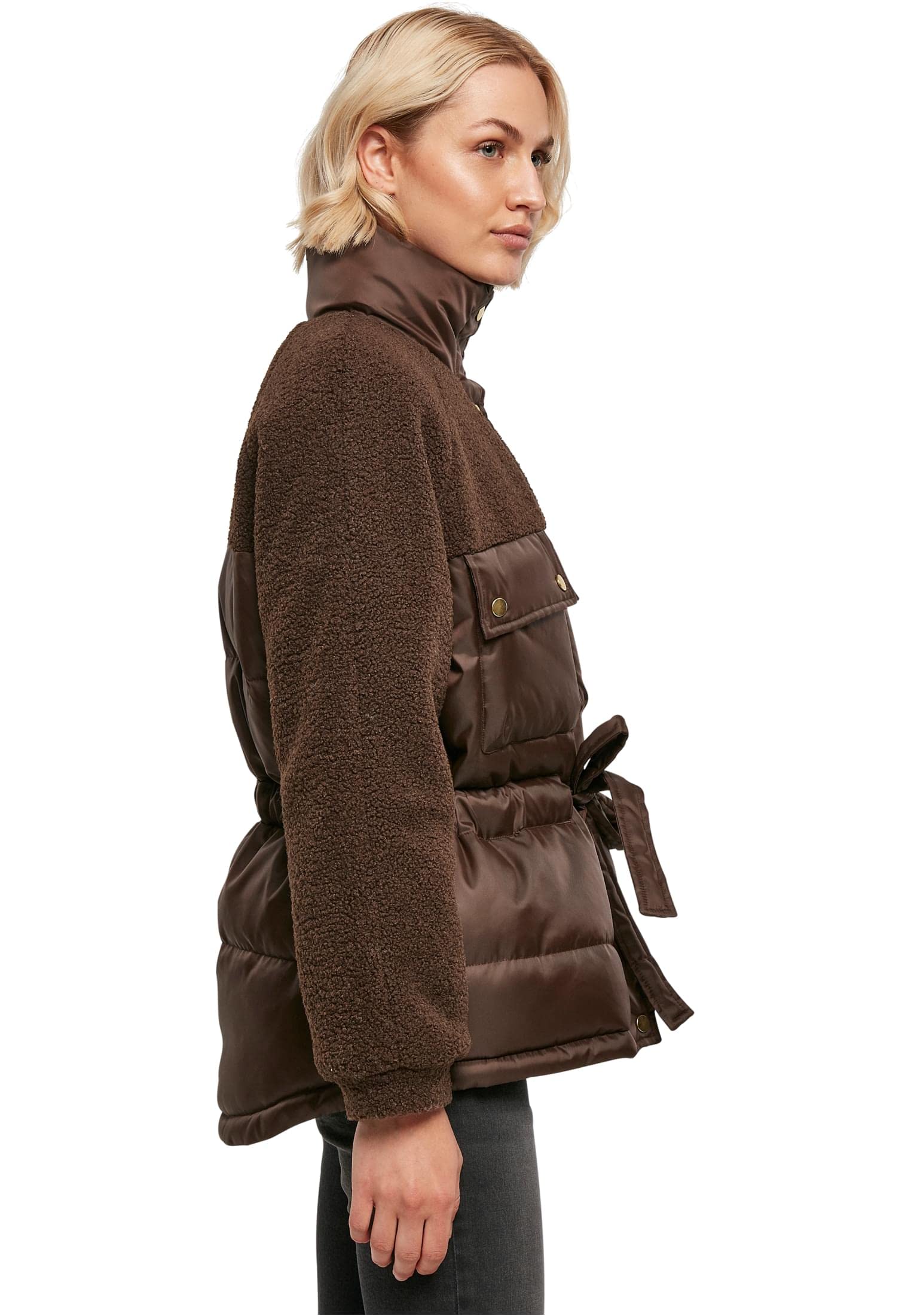 Urban Classics Damen Ladies Sherpa Mix Puffer Jacket