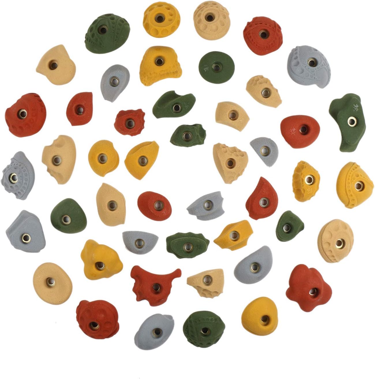 Atomik Kids Climbing Holds: 47 Bolt-On Variety Pack in Earth Tones with Hardware for Home Walls