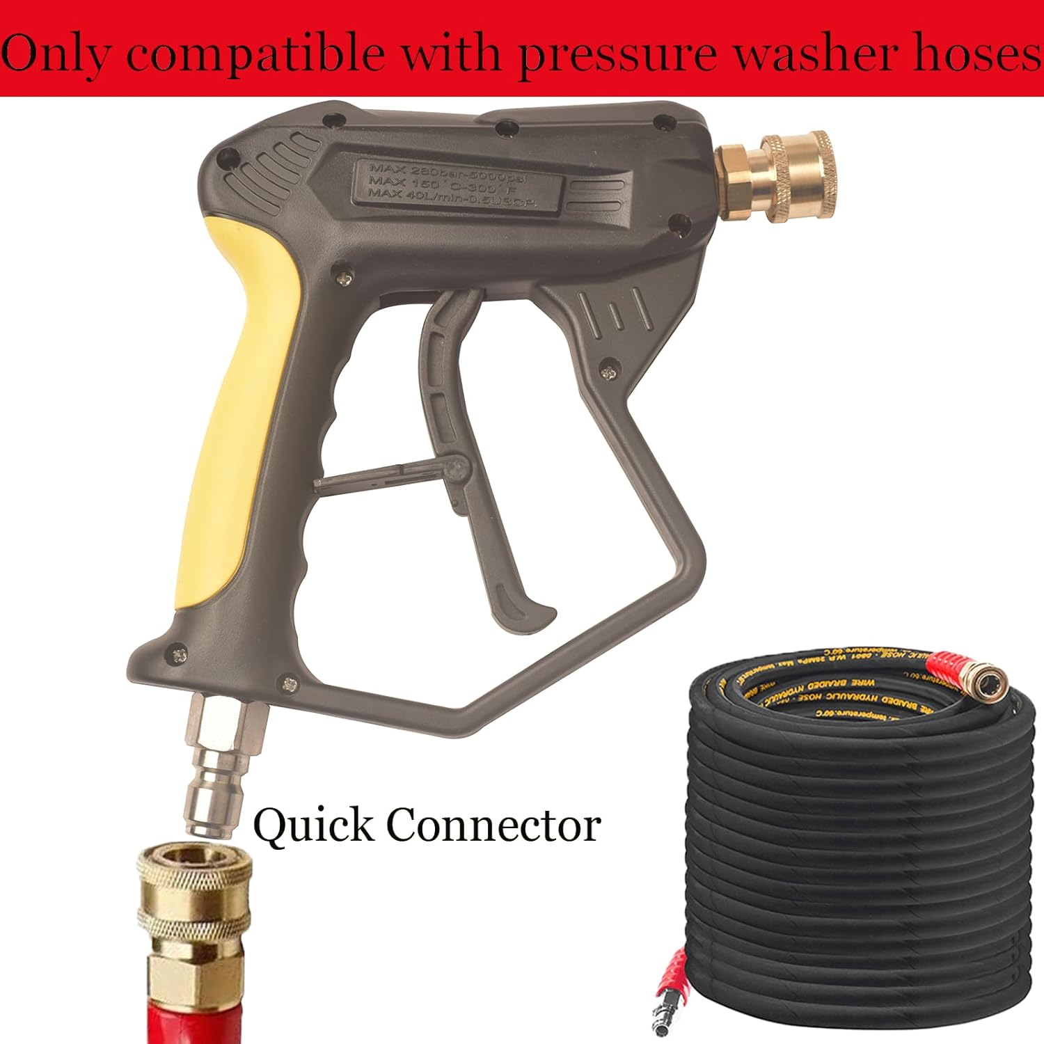 GDHXW Short Pressure Washer Gun with Quick Connection 5000PSI, Light Duty Foam Cannon Thick Foam Blaster, 5 Nozzle Tips,For Pressure Washer