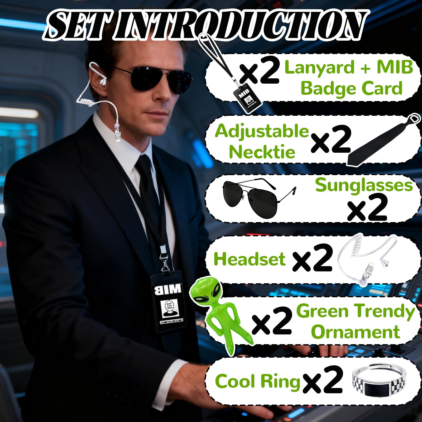 Atomvia 12Pcs Secret Agent Accessories Set, Men in Black Costume Accessories - Image 3