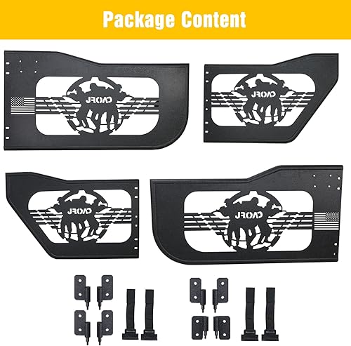 Miniatura 10 de Jeep wrangler JK verano tubular medias puertas para Jeep Wrangler JK Unlimited 2007-2018 patrón soldado 4 puertas delanteras y traseras con espejo