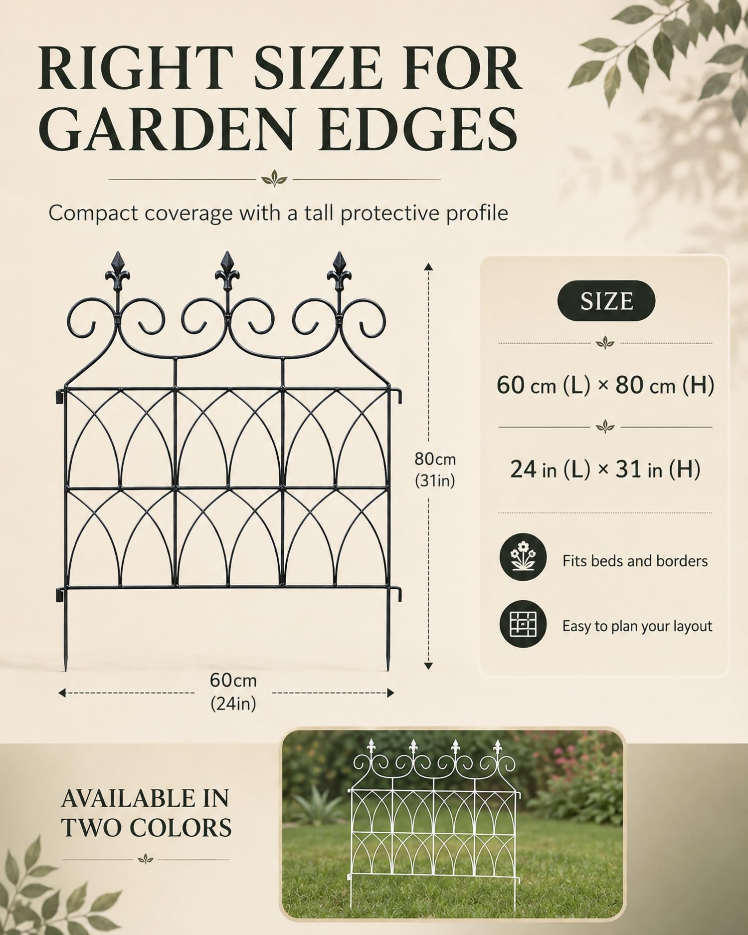 Artenzaun Aus Metall, Zaun Für Draußen Zaunpfosten, Frei Kombinieren Schnelle Montage Rostfrei Metall-Schutzzaun Für Blumenbeet, Hof, Terrasse,Schwarz,5 Panels