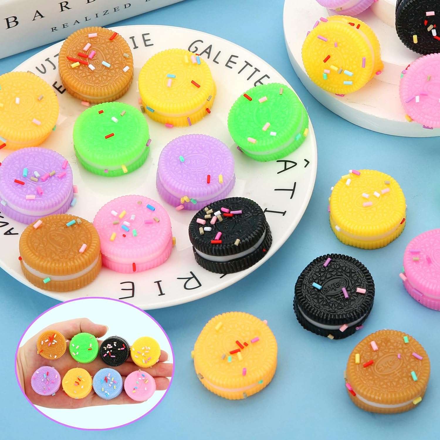 24 Pcs Mini Cookie Taba Squishy Toys Squish Squeeze Fidget Toy for Kids Sensory Stress Relief Anxiety and Relaxation Soft Kawaii Desktop Accessory Party Gifts