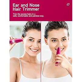Rechargeable Ear and Nose Hair Trimmer - 2025 Professional Painless Eyebrow & Facial Hair Trimmer for Men Women, Powerful Motor and Dual-Edge Blades for Smoother Cutting Magenta