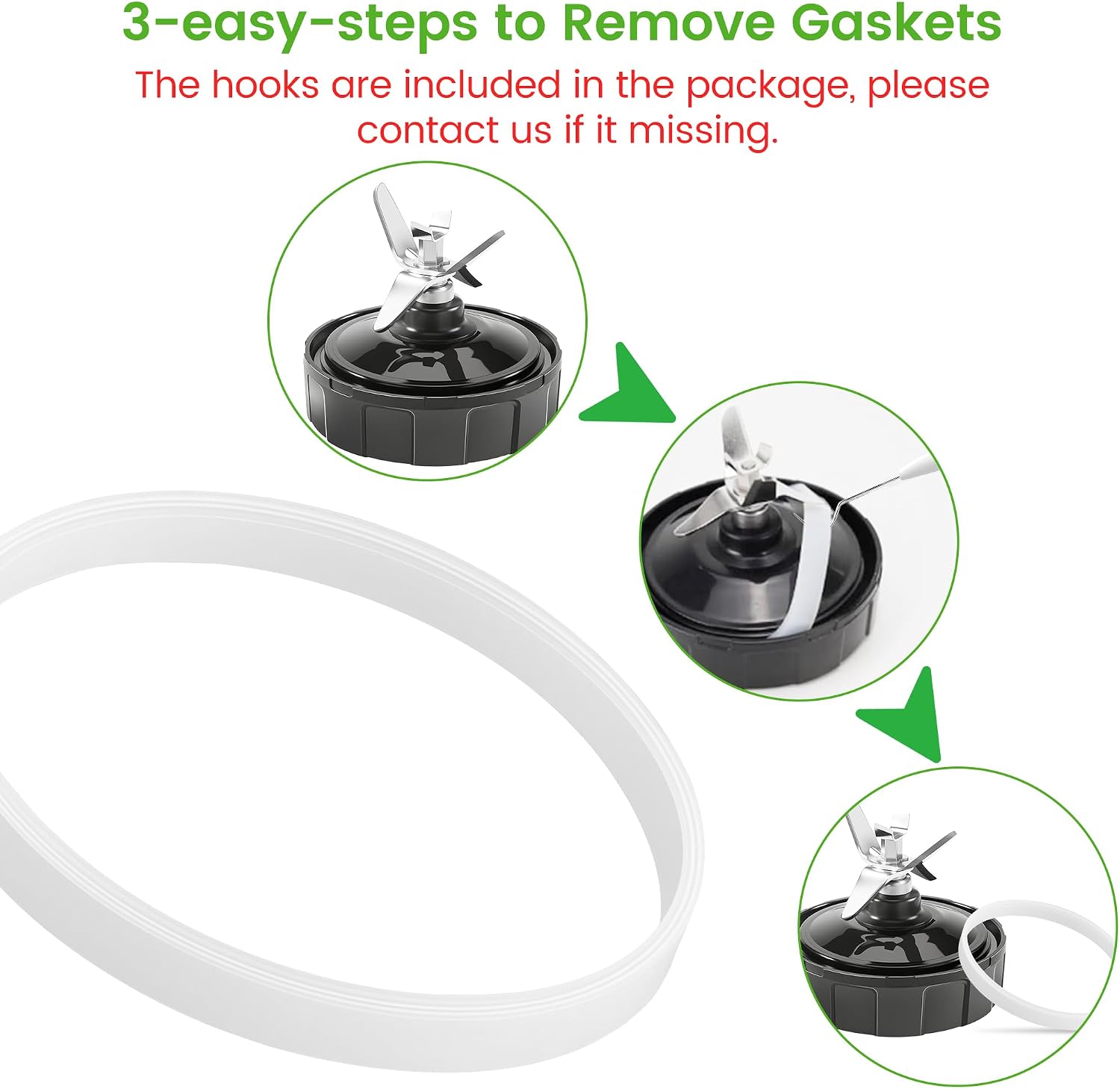 3Pcs Rubber Gaskets Replacement for Nutri Ninja Blender, 3.94in White Seal Ring for Auto-iQ Pro Extractor Blade BL450 BL456 BL480 BL490 BL640 BL681A BL682 BL2012 BL2013 NN100 BN400 BN750 BN800 CT680