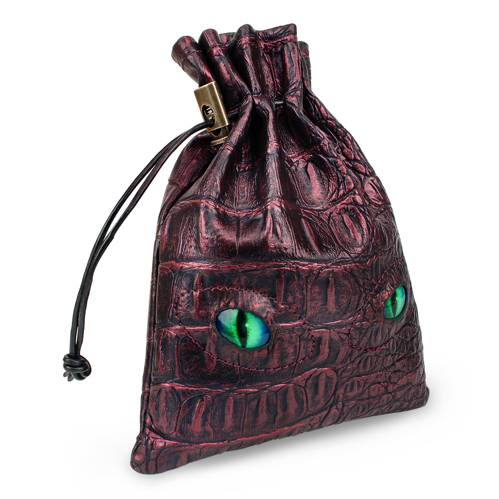 Byhoo Dice Bag of DND Can Cover 6 Dice Sets, Glow in The Dark Eyes D and D Dice Storage Pouch, Purple Dragon Leather Coins Bag for Fantasy Dragons and Dungeons Games Accessories, Drawstring Dice Pouch