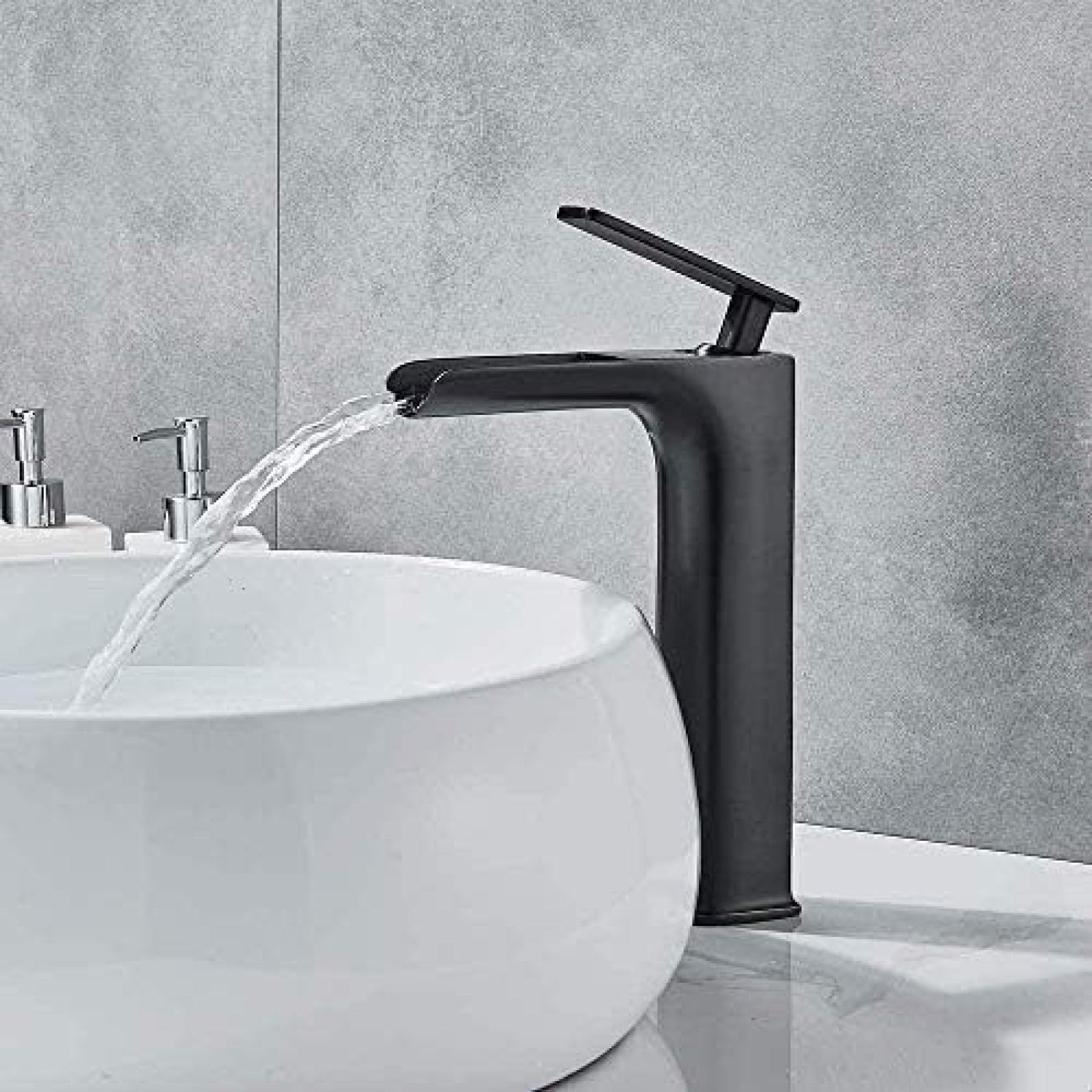 Mitigeur de lavabo cascade résistant aux taches d'eau bronze noir - 7