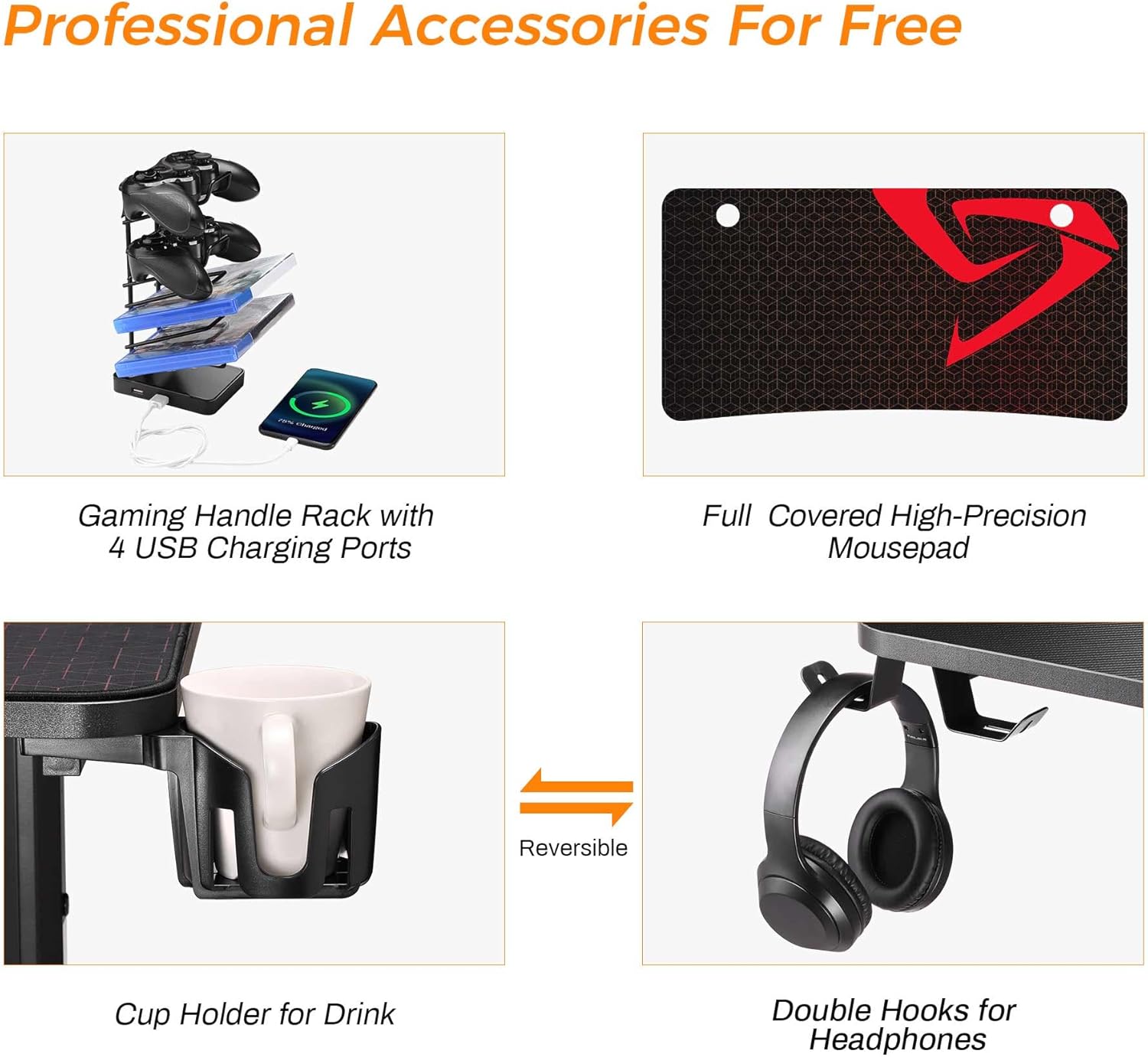 DESIGNA Gaming Desk's cable management grommet.