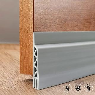 Door Bottom Draft Seal, Self Adhesive Draught Excluder Strip for Front Door Bottom, Mice Door Blocker Strips Soundproof Weather Stripping 47inch Gray