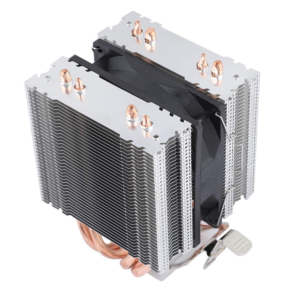 Single Fan Radiator, 3Pin 4 Heat Pipe CPU Fan Radiator Cooler Heat Sink for LGA775: Core2DUO/Celeronp/Pentium 4/ Pentium D, LGA 1155/1156/1366: i3/i5/i7