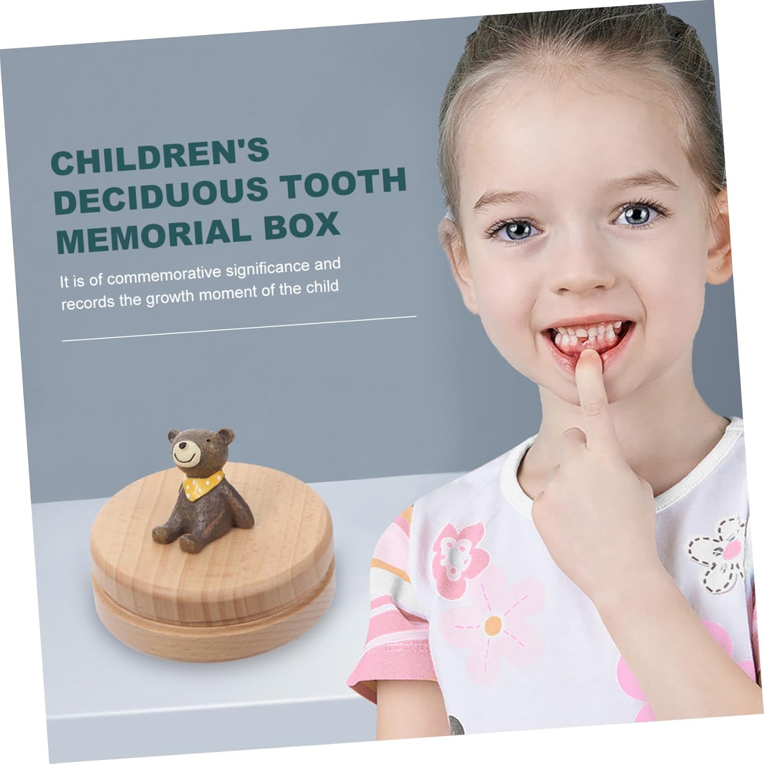KOMBIUDA Teeth Wooden Container with Lanugo Bottle Memorial Keepsake Box Smooth Surface Wood Case for Memory