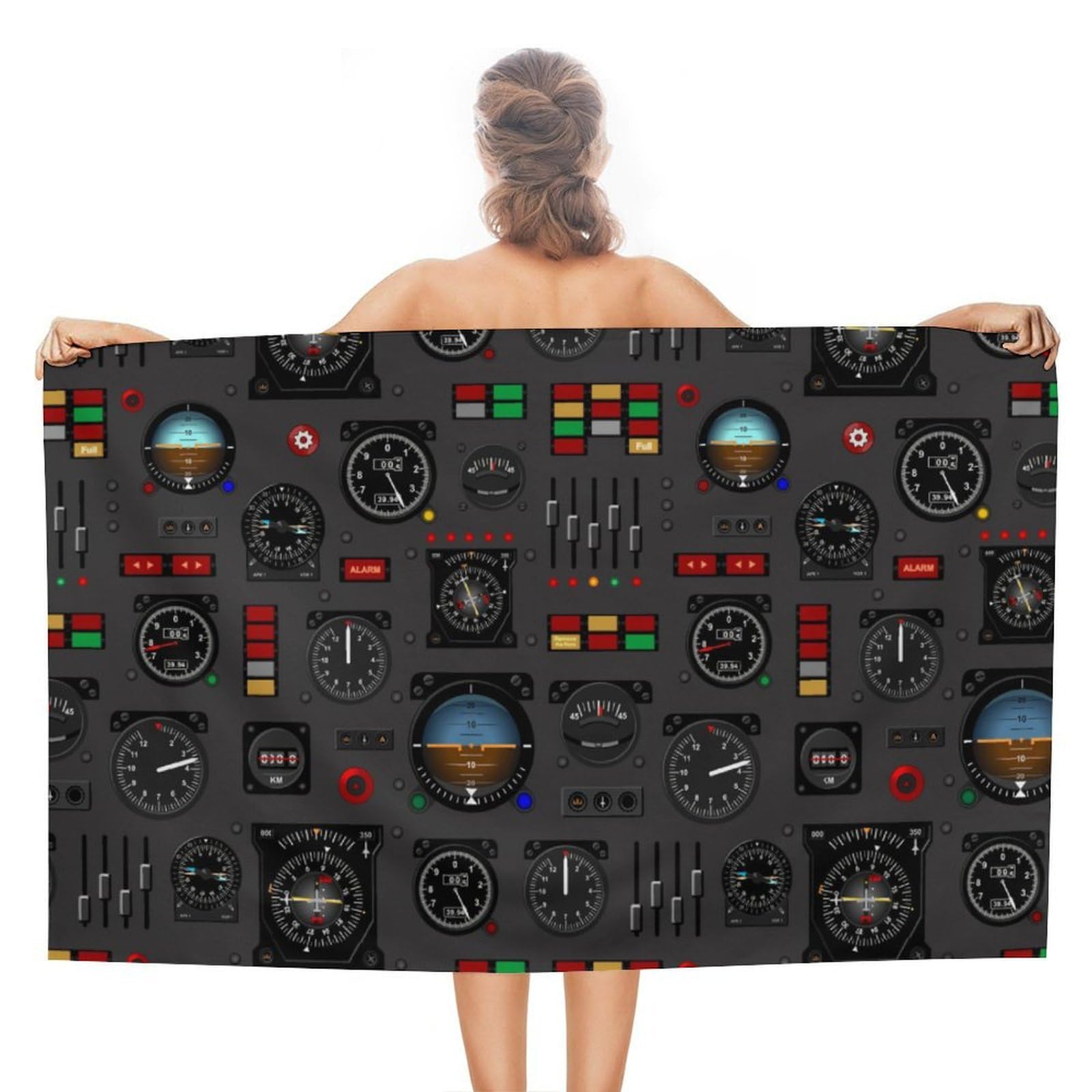 CGSBNGHA Airplane Instrument Panel Beach Towels Soft Bathroom Bath Pool Swim Towels for Women Men