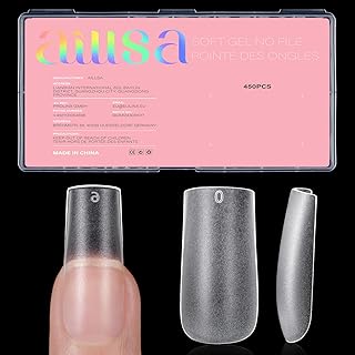 AILLSA Medium Square Nail Tips 450PCS Full Cover Nail Tips Matte Acrylic Upgraded No Need Files Press on Fake Nails Tips for Extension Home DIY Nail Salon 15 Sizes