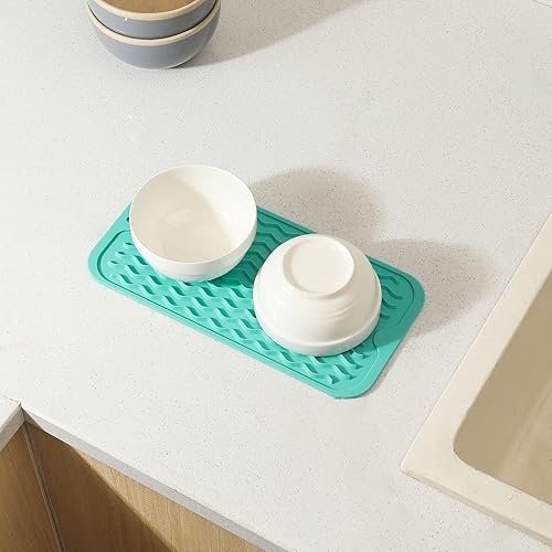 Miniatura 16 de Tapete de silicona para secado de platos para múltiples usos, fácil de limpiar, ecológico, resistente al calor, tapete de silicona para encimera