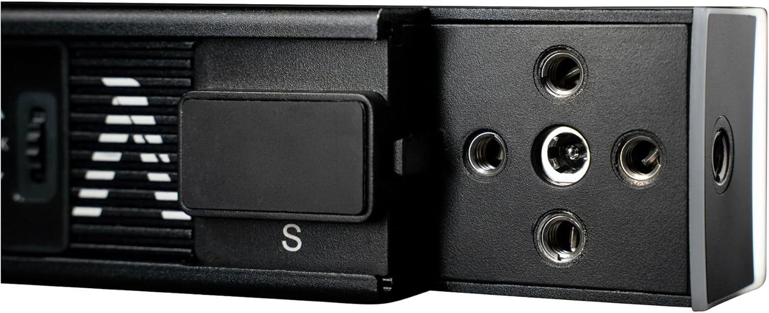 Close-up of the Aputure Infinibar's input and output ports, including USB-C and power input