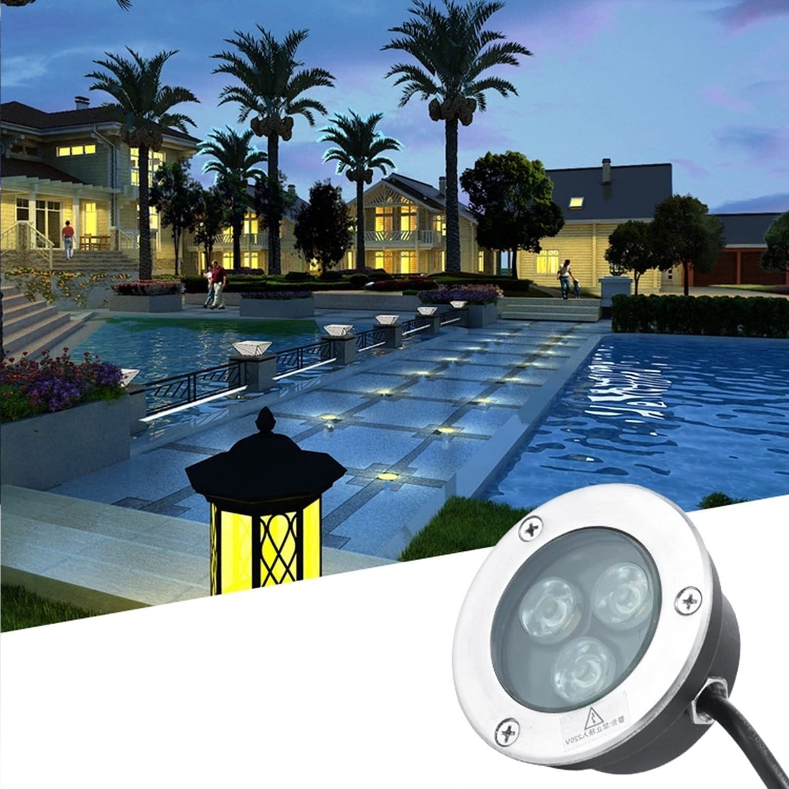 Lot De 4 Spots LED Extérieur Encastrables IP68 - 3W Blanc Chaud, Étanches, Pour Piscine, Jardin, Terrasse