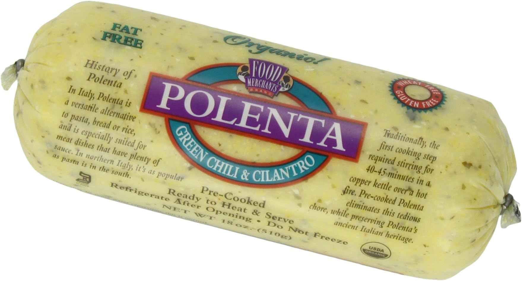 Food Merchants Organic Polenta, Green Chili and Cilantro, 18 Ounce (Pack of 12)