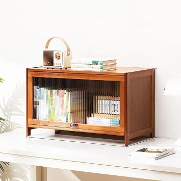 4 Tiers Bookshelf,Bookcase with Doors,Industial Bookshelves and Bookcases,Bookcase,Tall Bookcase,Cube Storage shelf,Bamboo bookcase,Bedroom, Living room,Home office 80*32*140cm 60*32*40cm grey