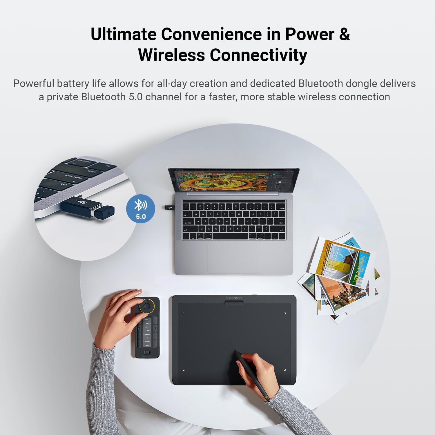 Xencelabs Pen Tablet Medium Bundle v2, Studio Level Drawing Tablet, HP Anyware Support Graphic Tablet with Two v2 Pens and Quick Keys, Private Bluetooth 5.0 Wireless Connection for Win/Mac/Linux