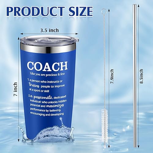 Miniatura 2 de Paquete de 4 vasos de acero inoxidable de 20 onzas con tapa, popote y cepillo, regalo de agradecimiento para entrenador, voleibol, baloncesto,