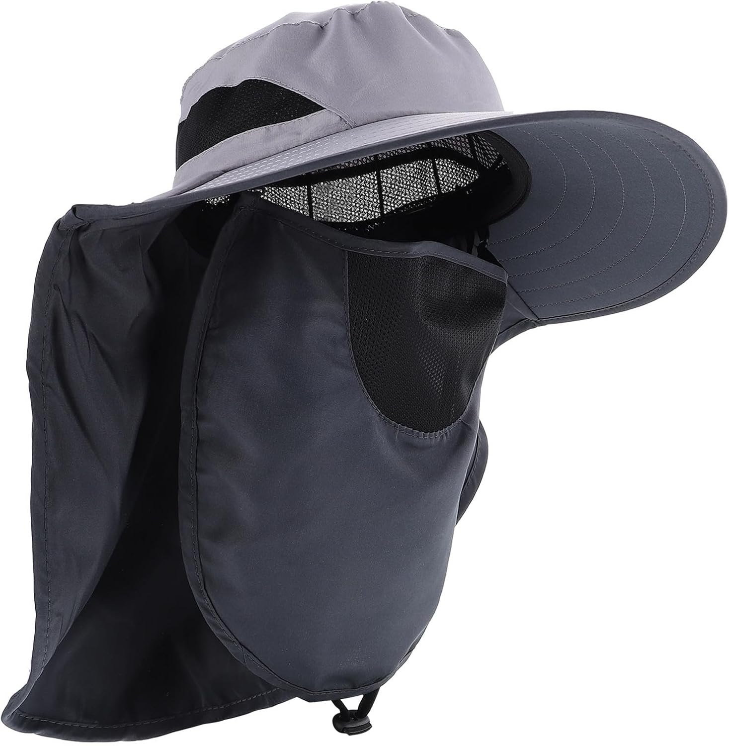 Wide Brimmed Fishing Hat for Men and Women, Sun Protection Bucket Hat with Waterproof Fabric, Breathable Summer Outdoor Sun-Shading Cap for Hiking and Fishing Dark Grey
