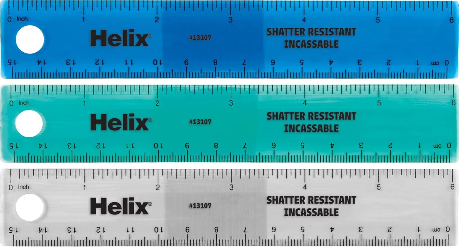 Helix Standard Ruler 6 Inch / 15cm, Assorted Colors (13107) - Office ...