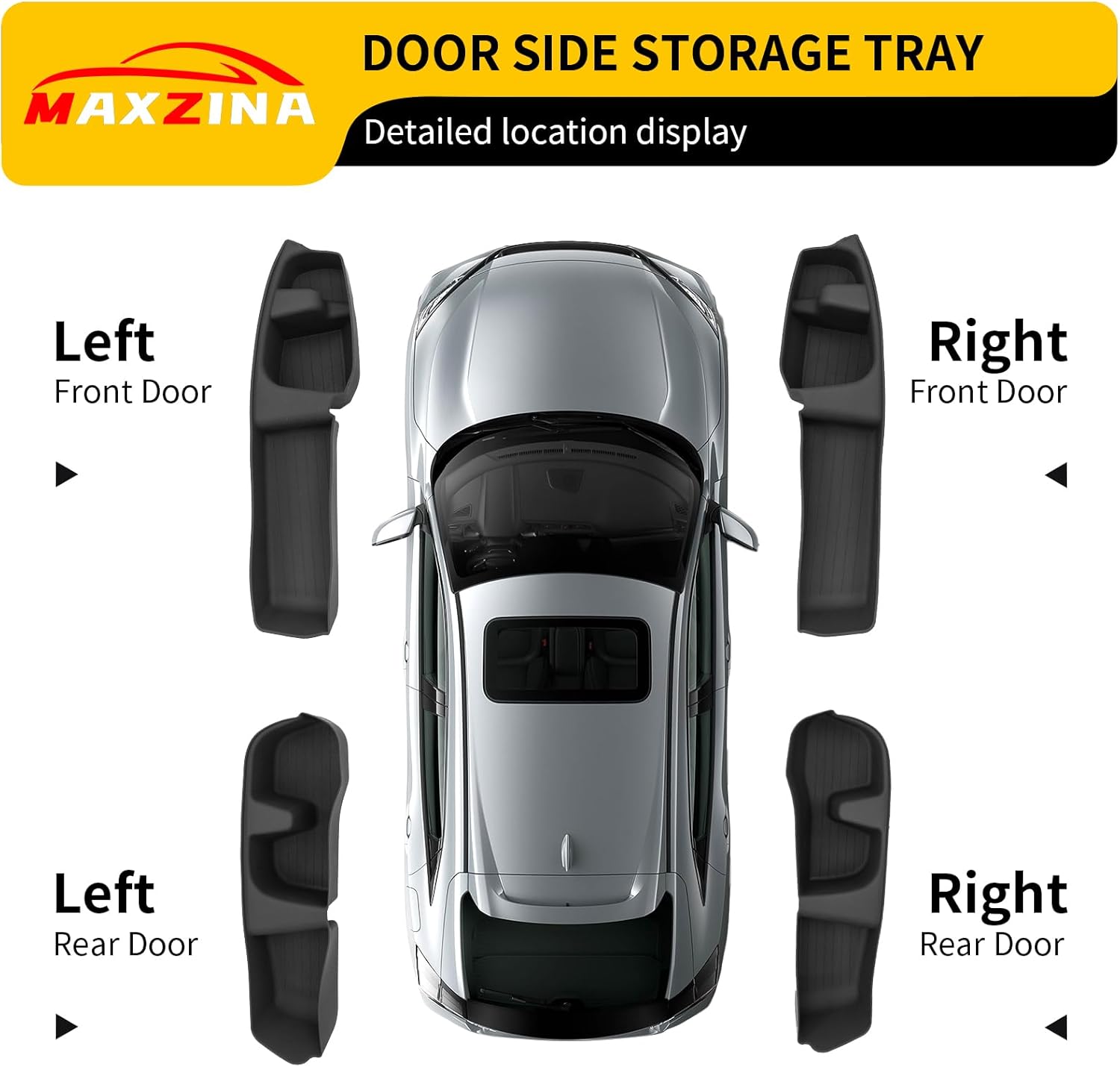 Door Side Storage Tray Compatible with 2023-2025 2026 Honda Pilot 2026 Passport 4PCS Side Door Storage Box Organizer Front & Rear Car Side Phone Pocket Silicone for 2024 Pilot Accessories