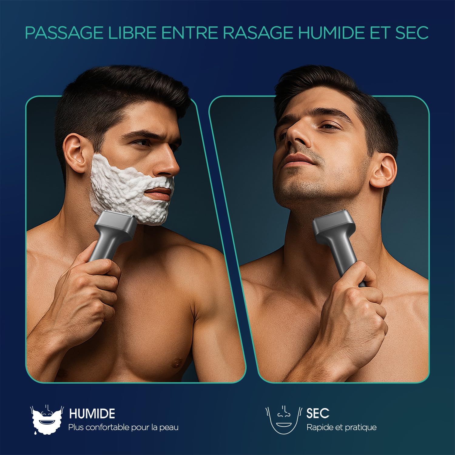 VOYOR Rasoir Electriques Hommes, Sec & Humide Recharge USB TX310 Gris | Étanche IPX6, Verrouillage Voyage, Lames de Précision, Rasage Rapide, Design en T Ergonomique, Prise en Main Confortable