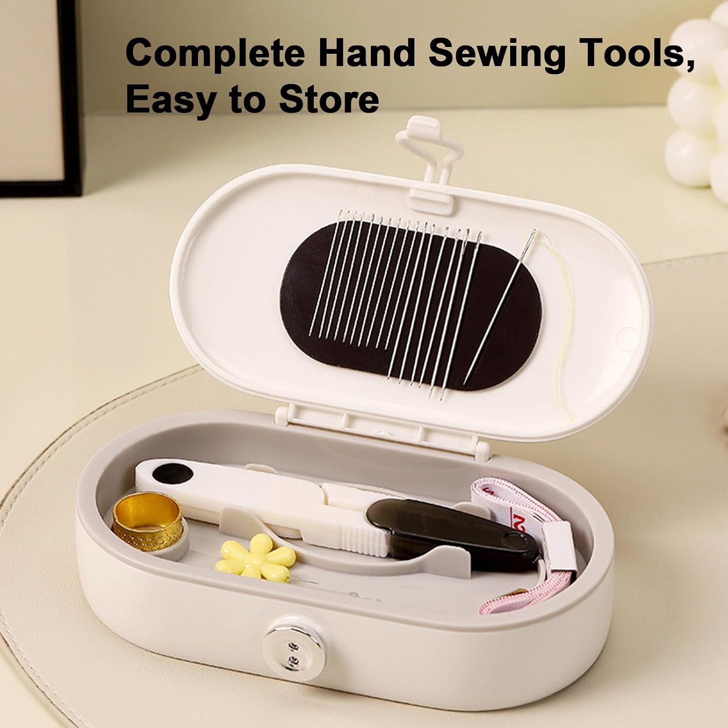 Portable Sewing Kit for Emergency Repair, Travel Sewing Kit Box with Round Case, Includes Needles, Thread, Scissors, Thimble - Perfect Home & Dorm Essential for Beginners (3 Stylish Colors) (Yellow)