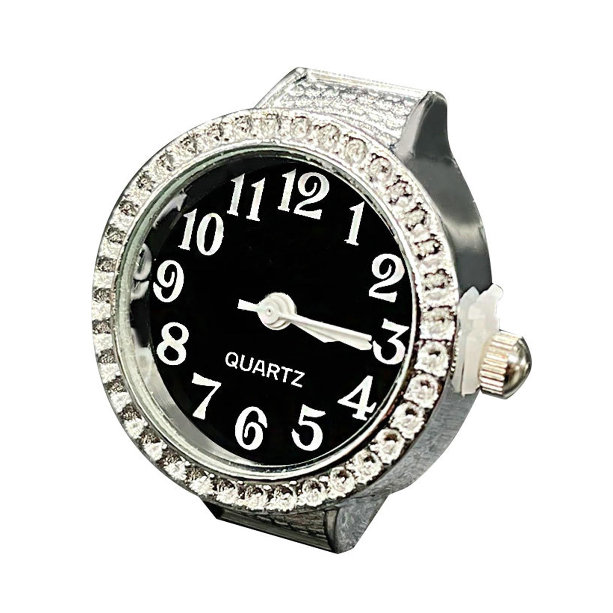 Fashion Frill Ring Analog Watch For Women Stainless Steel Ad Studded Silver Plated Stylish Strachable Black Silver Ring For Women Girls Love Gifts, Band Color-Silver (B0CYQ6HZRW) Amazon Price History, Amazon Price Tracker