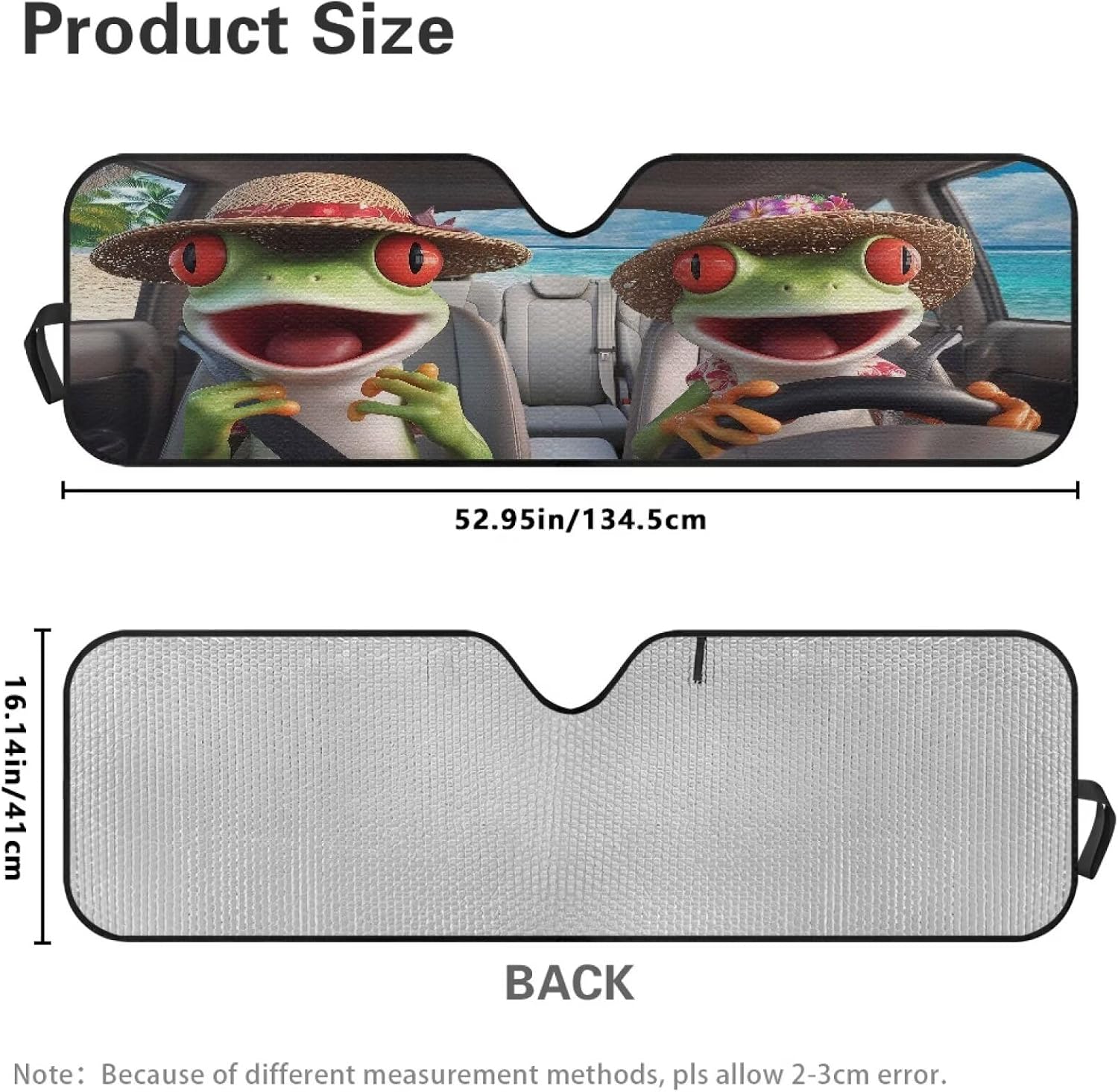 Funny Frog Front Windshield Shade for Sun Compatible with Wrangler Rubicon Sahara TJ JK JKU 2 & 4 Door Foldable Sunshade Keep Car Interior Cooler Blocks UV Rays and Heat