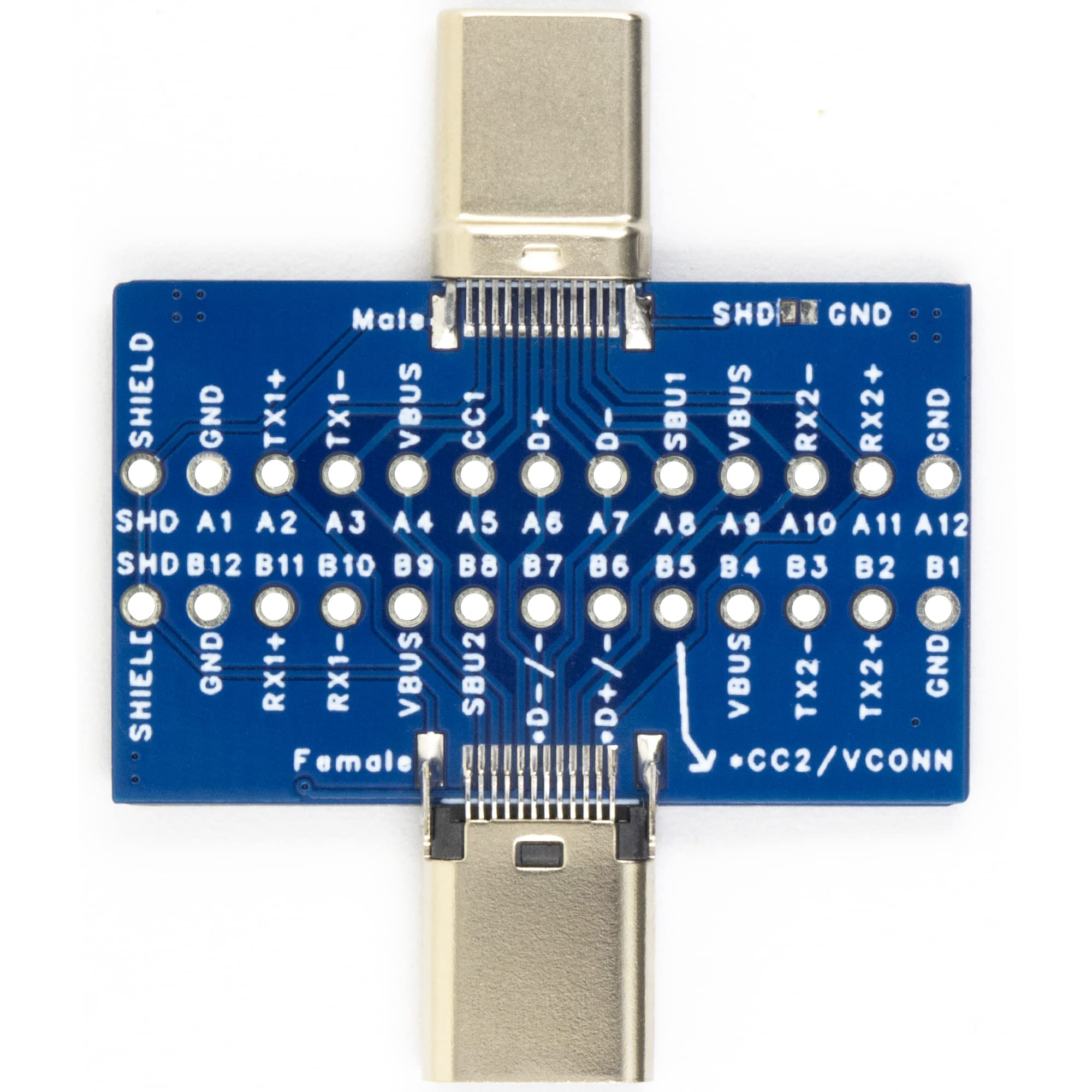 2 pz USB Tipo C Breakout Board Maschio a Femmina 24Pin Pin Full Pin Uscita Test Board 0.1 "Passo per Trasferimento Dati Estensione Cavo PCB Apprendimento Refitting