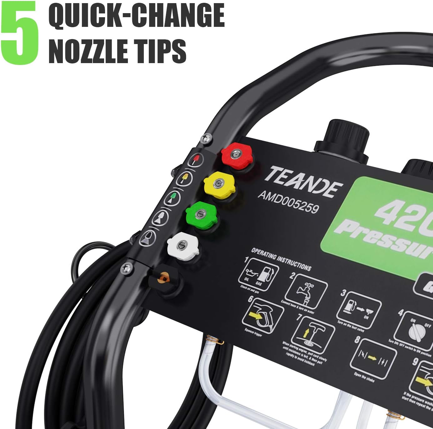 Suреr Chеар 🛒 TEANDE 3200PSI Gas Pressure Washer 2.6GPM Power Washer 209CC Gas Powered Pressure with 5 Adjustable Nozzles, 20ft Pressure Hose, Dual soap Tank, Best for Cars Driveways Garden Patios