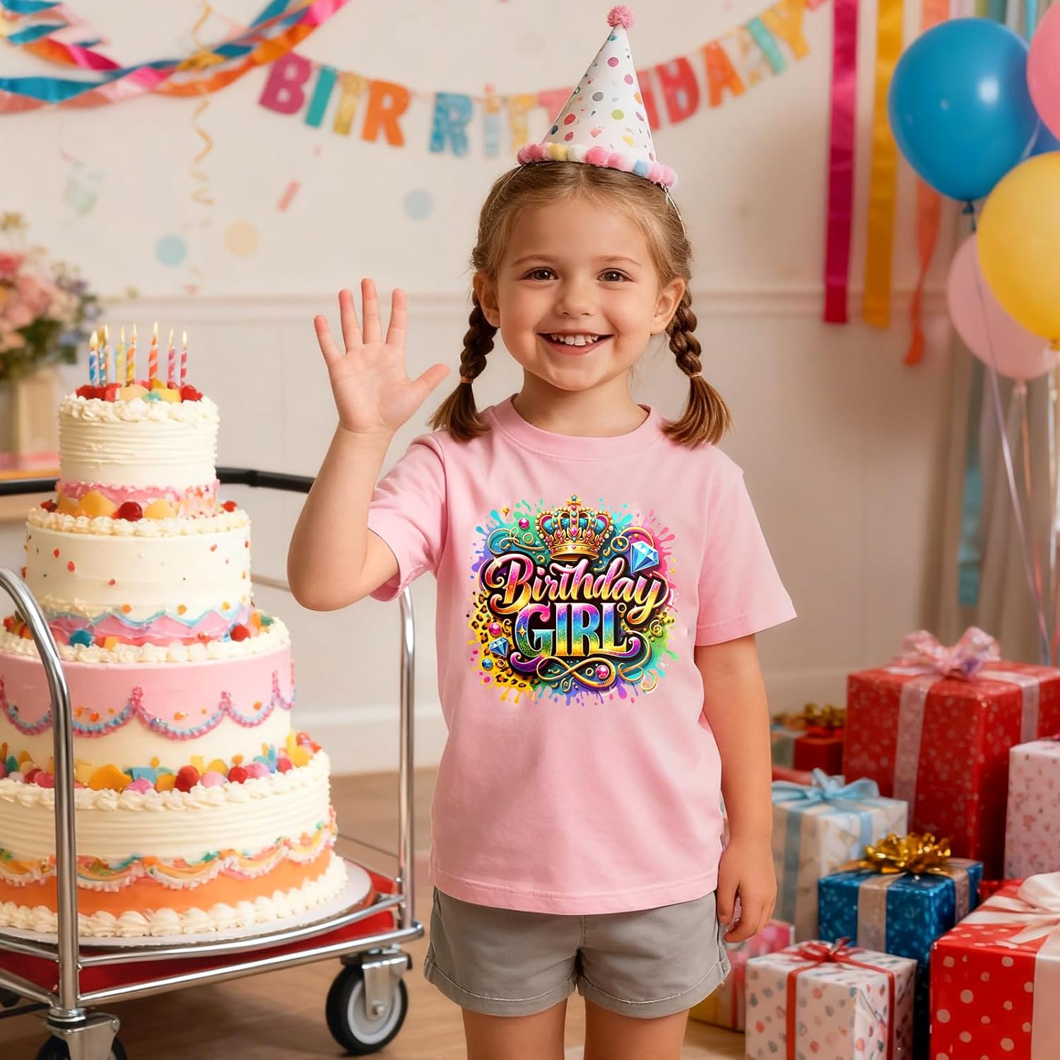 Birthday Girl Shirt 2nd 3rd 4th 5th 6th 7th 8th Girls Birthday T-Shirt Cotton Short Sleeve Tee Top - Image 3