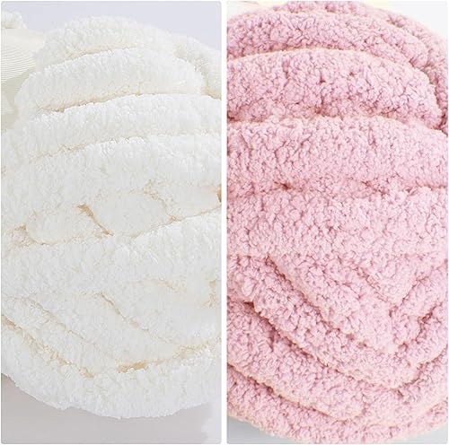 Vista 143 de HOMBYS Paquete de 8 hilos gruesos surtidos para tejer a ganchillo, hilo súper voluminoso, grande, suave y esponjoso, hilo de felpilla grueso para 4