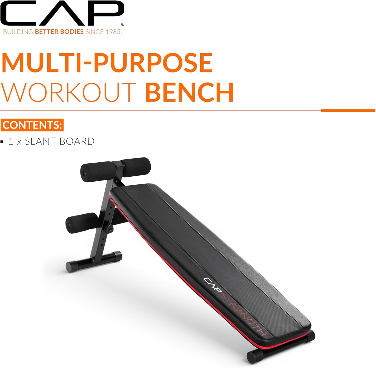 CAP Barbell Sit Up Bench – Adjustable Decline Ab Bench for Home Gym – Multi-Purpose Slant Board for Core Strength, Sit-Ups, and Full-Body Workouts