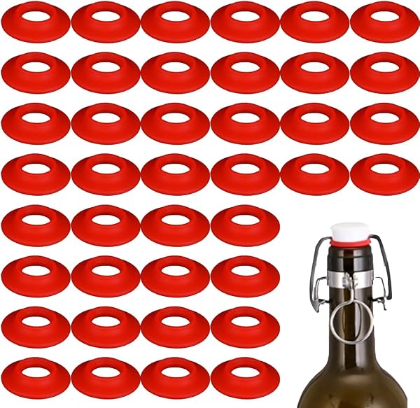 OPVYAEU 40 Pièces Rondelle de Joints en Caoutchouc de Silicone pour Balançoire Joint de Bouteille de Bière Pivotantes Joint de Bouteille Étanches Compatible avec Gro- Scellage de Bouteille Bière - 1