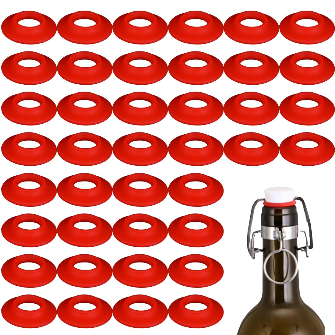 40 Pièces Rondelle de Joints en Caoutchouc de Silicone pour Balançoire Joint de Bouteille de Bière Pivotantes Joint de Bouteille Étanches Compatible avec Gro- Scellage de Bouteille Bière