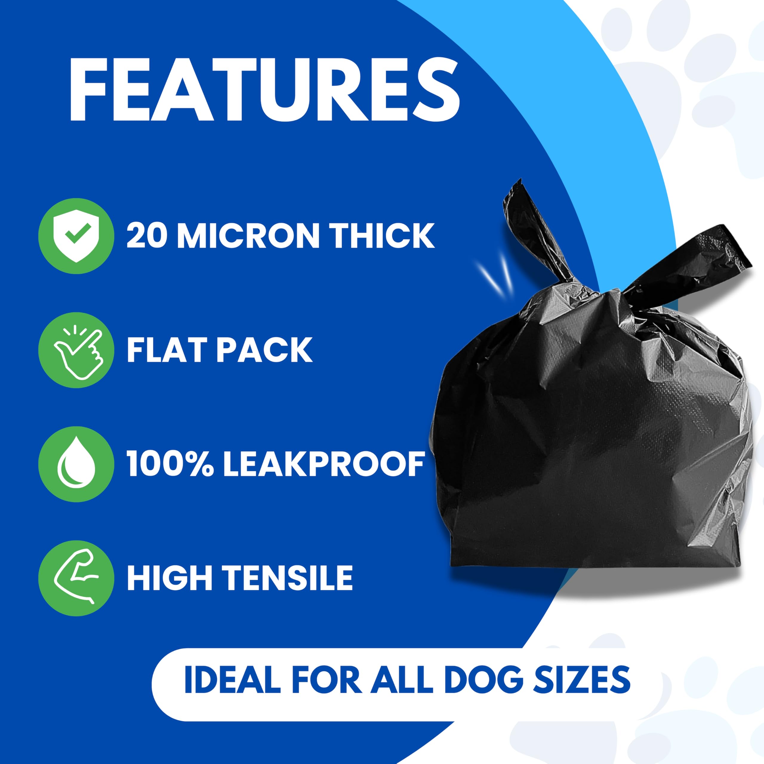 Somwell, Pack of 100 Large Dog Poo Bags, Extra Strong Poo Bags with Tie Handles, Leakproof Dog Waste Bags, Pet Poop Disposal - Image 3
