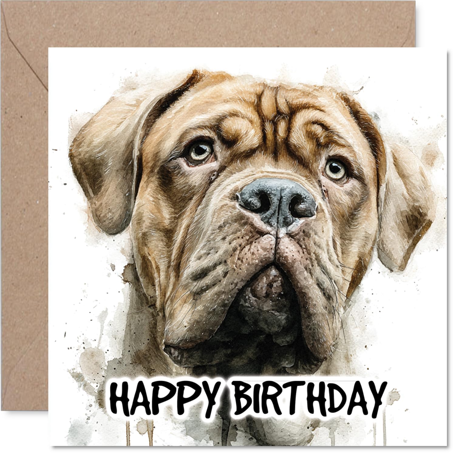 Dogue de Bordeaux Birthday Card for Men Women - Dog Breeds - Happy Birthday Card for Friend Daughter Brother Sister, 145mm Bday Greeting Cards