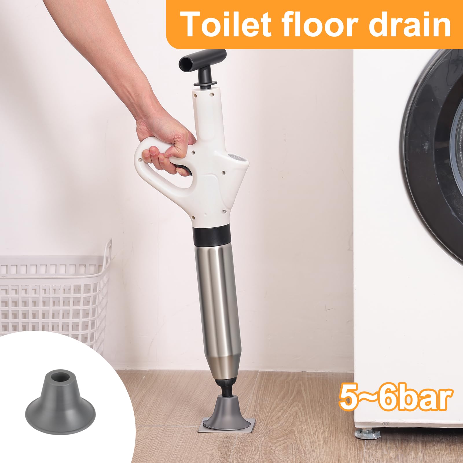 Déboucheur de Toilette à Air Comprimé, Déboucheurs Ventouses avec Baromètre, Ventouse Deboucheur WC avec 3 Têtes de Piston et Gonfleur, Débouchage pour Toilette, Évier, Baignoire