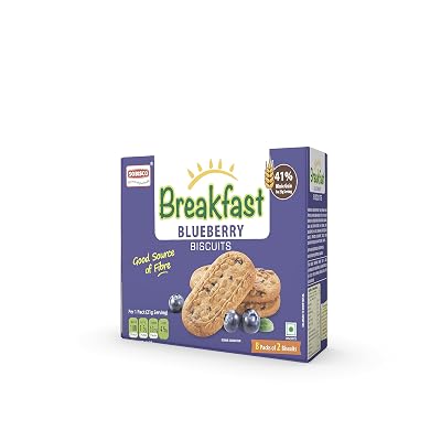 SOBISCO Breakfast Blueberry Biscuits Good Source of Fiber (168gm) (Pack of 3)