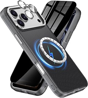 3-in-1 for iPhone 18 Pro Max case/17 Pro Max Case with Privacy Screen Protectors & Individual Camera Lens Protector [Compatible with MagSafe] Hybird Magnetic Phone Cover for 18 ProMax,Black