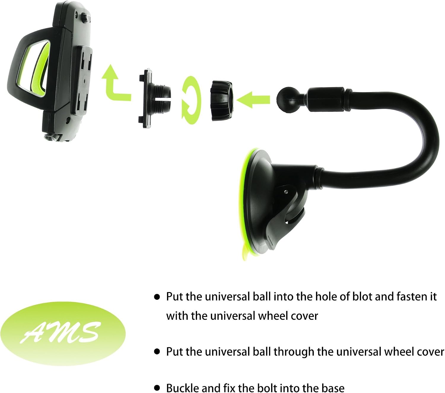 AMS Universal Cell Phone Holder, Clip Holder, Lazy Bracket Flexible Long Arms for All Mobile, Fit On Desktop Bed Mobile Stand for Bedroom, Office, Kitchen (Green)