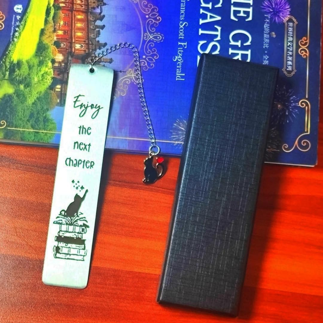 Cat Metal Bookmark, Engraved 'Enjoy The Next Chapter', Stainless Steel, 5.1 x 1.02 Inches - Image 5
