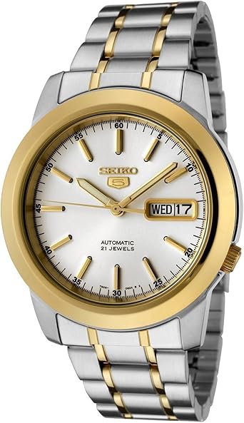 Seiko SNKE54 Mens Watch 5 Automatic White Dial Two-Tone Stainless Steel