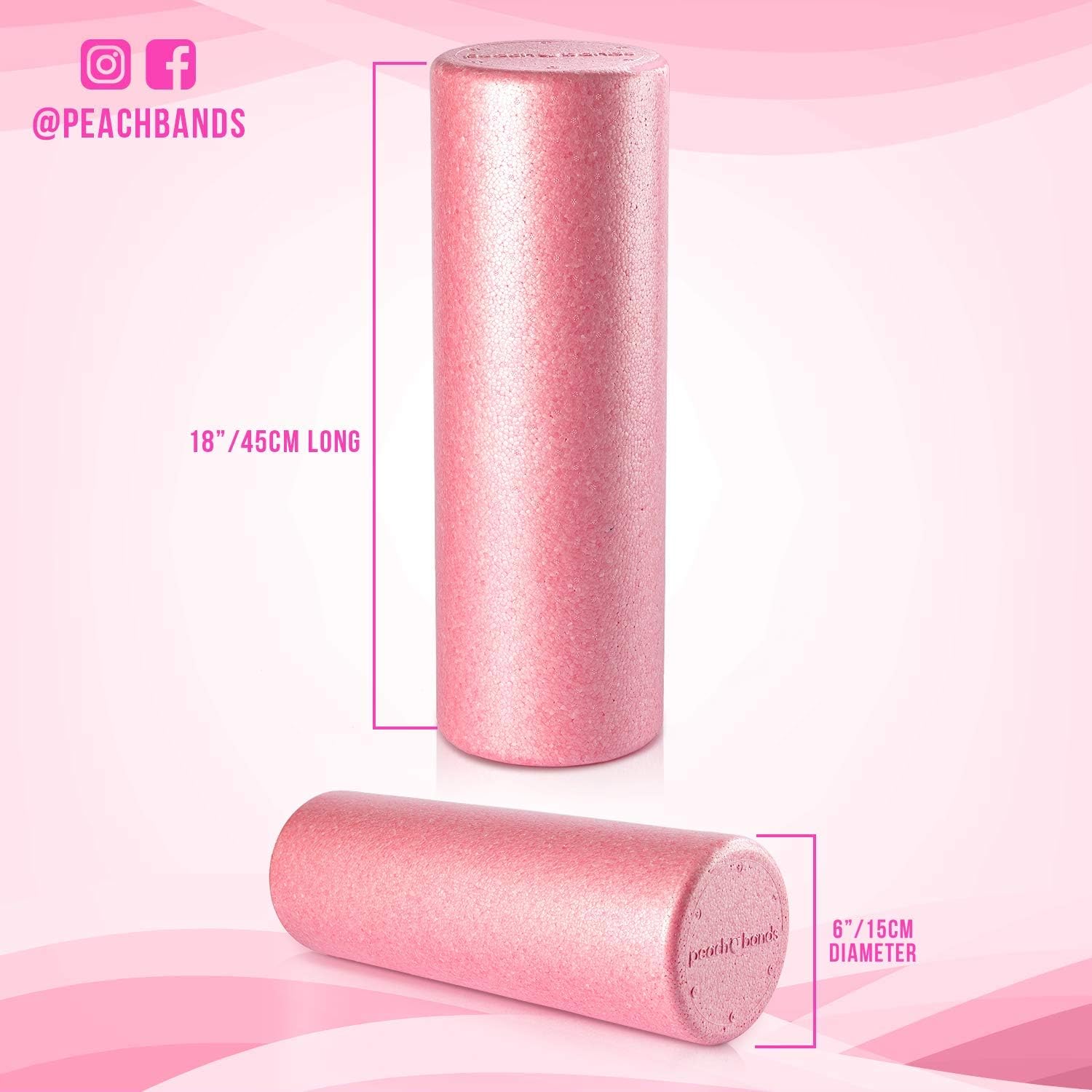 Peach Bands Foam Roller - Extra Firm High Density Muscle Roller for Deep Tissue Massage