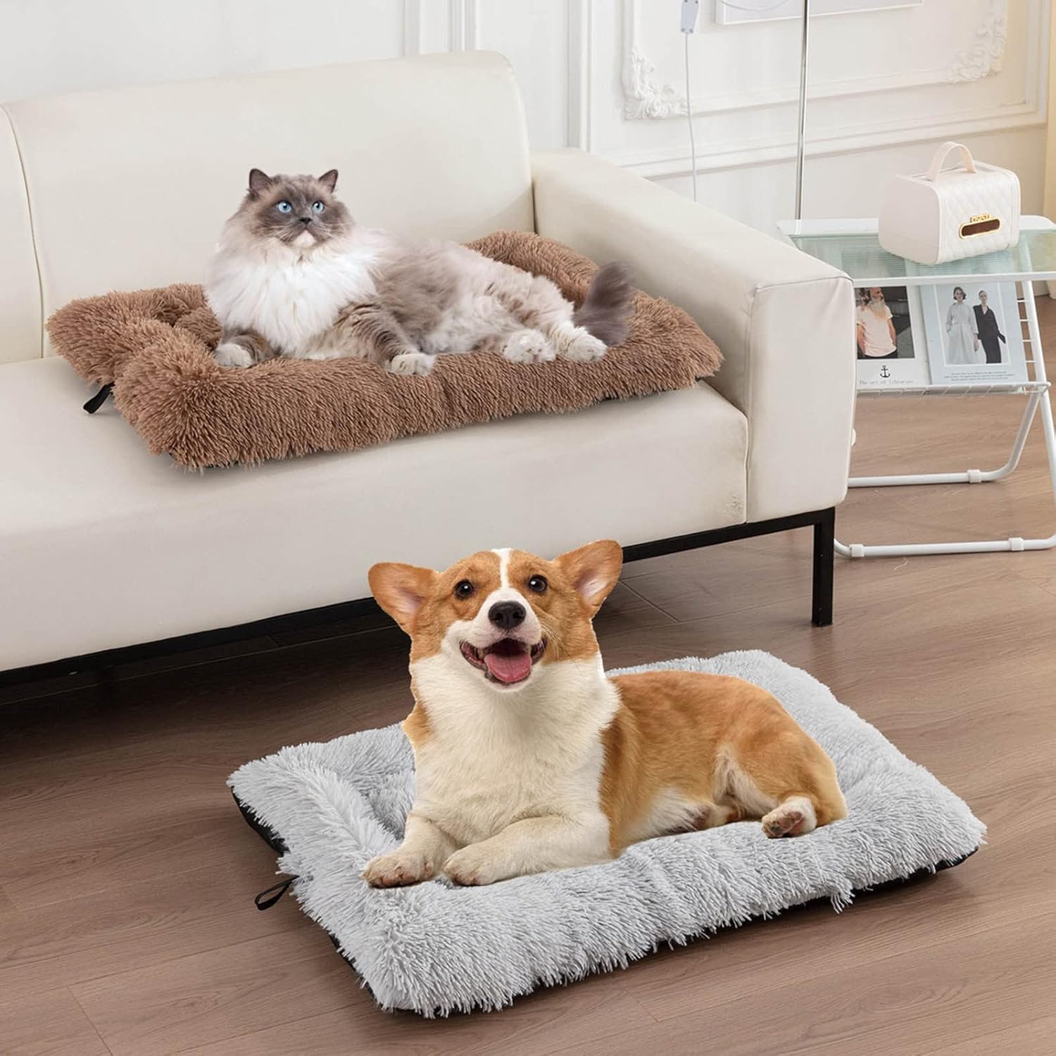 Plush Dog Mat & Cat Bed for Sleeping, Soft Warm Washable